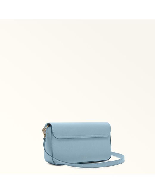 Furla Blue Iride Crossbody Carta Da Zucchero Textured Leather