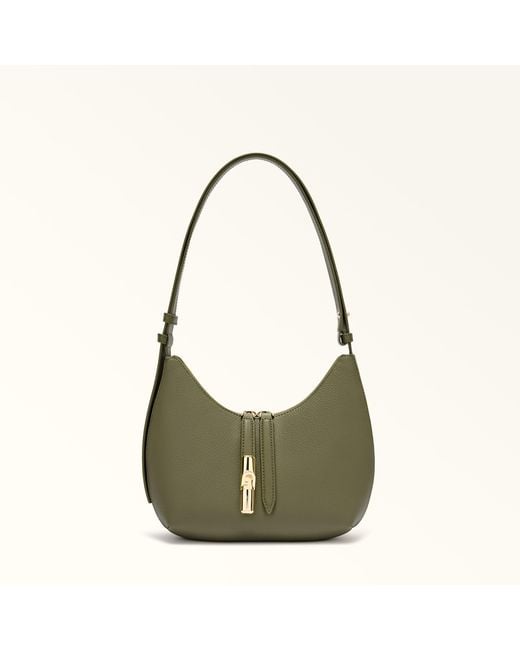 Furla Green Goccia Shoulder Bag Avocado Night Calf Leather + Sidney Calf Leather