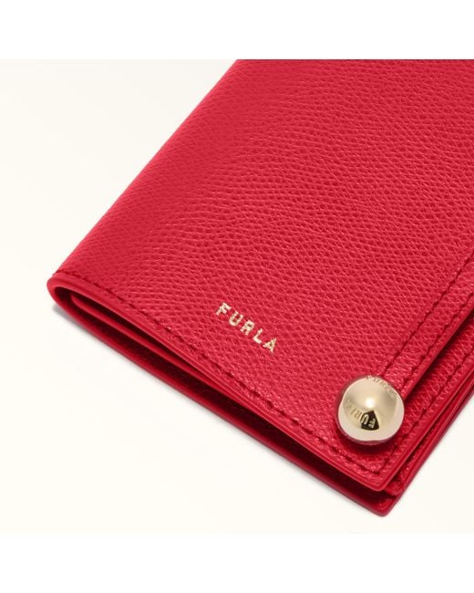 Furla Laura Card Case Ruby Textured Leather