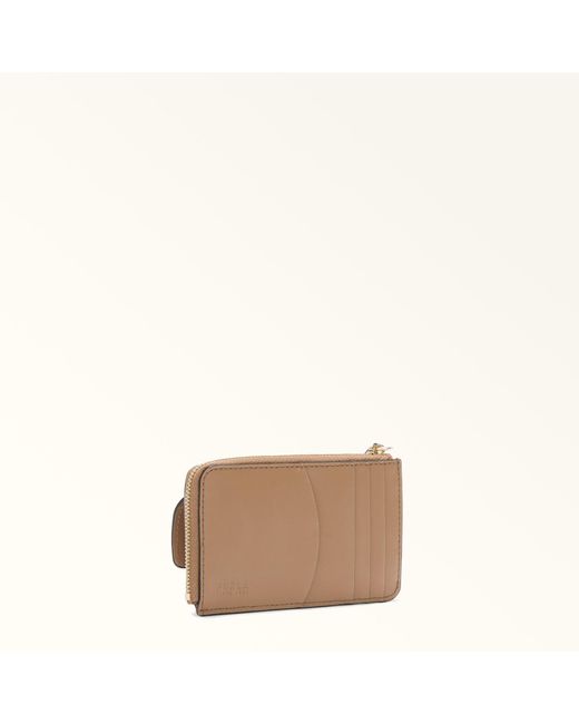 Furla Natural Sfera Card Case Toffee Sidney Calf Leather