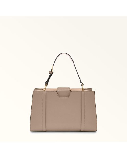 Furla Natural Riva Shoulder Bag Stucco Textured Leather