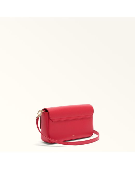 Furla Iride Crossbody Ruby Textured Leather