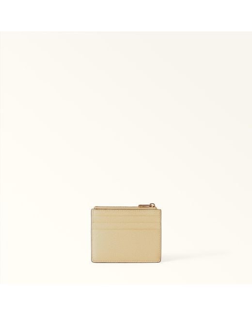 Furla Natural Camelia Card Case Cremino Textured Leather