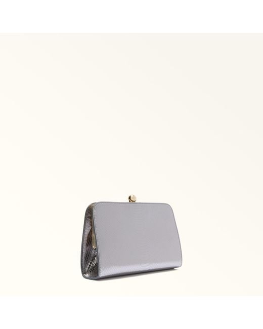 Furla Gray Alba Leather With Python Whips Lame' Print