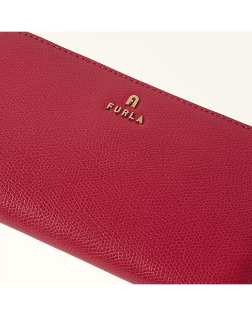Furla Camelia Zip Around Ruby Textured Leather