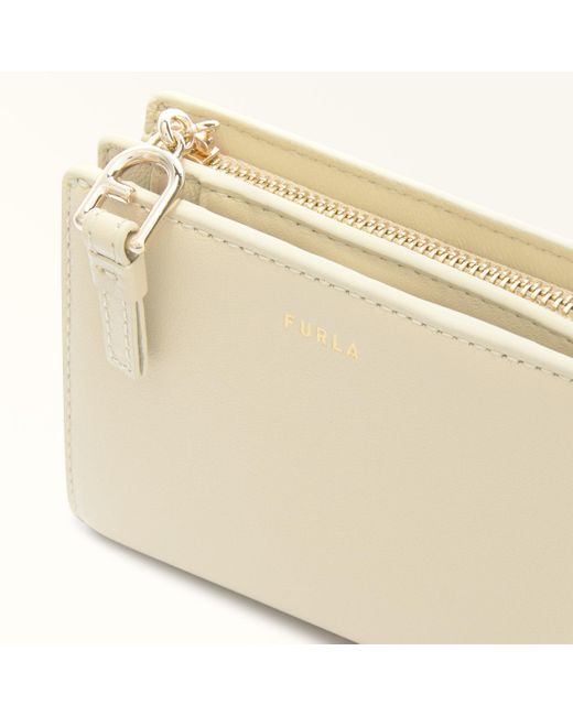 Furla Natural Nuvola Kompaktes Portemonnaie Avena Claris Lux-Kalbsleder Mit Intarsie Damen