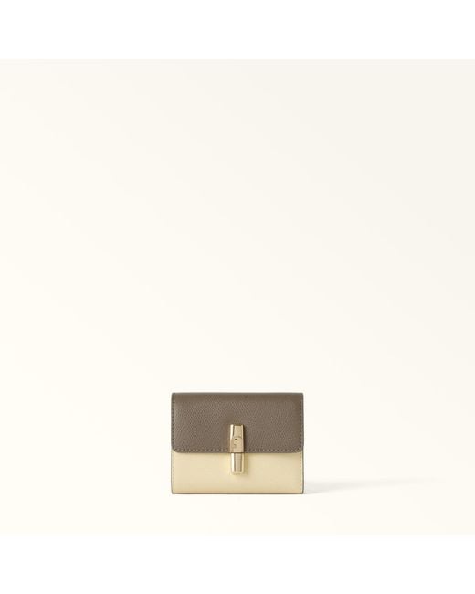 Furla Natural Iride Compact Wallet Muddy Textured Leather