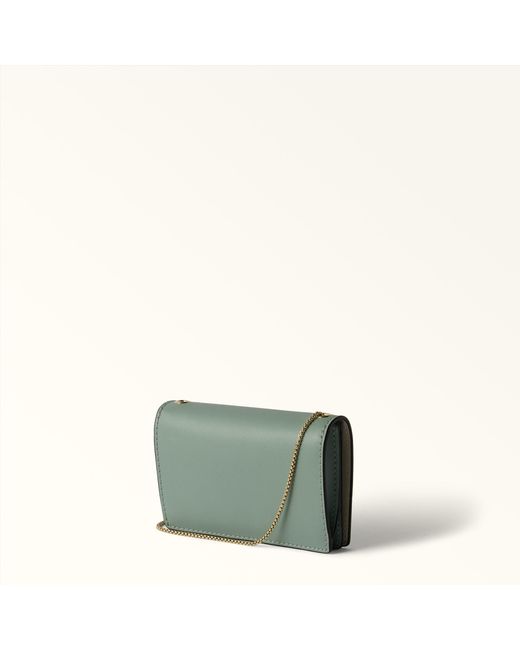 Furla Green Lia Card Case Winter Sky Sidney Calf Leather