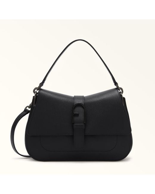 Furla Black Flow Top Handle Nero Claris Lux Calf Leather