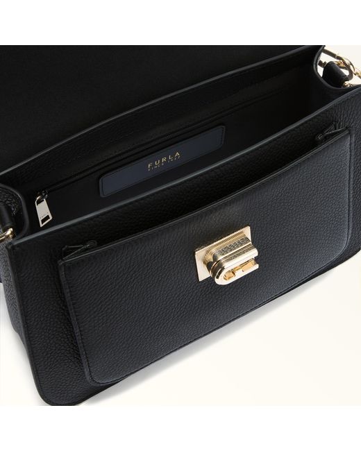 Furla Black Ella Top Handle Nero Grained Calf Leather