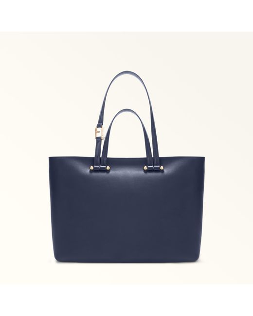 Furla Blue Duetto Tote Mediterraneo Napoli Double Calf Leather