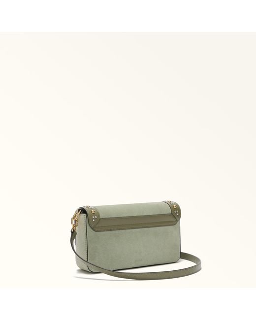 Furla Green Iride Crossbody Sabbia Suede + Soft Calf Leather + Studs