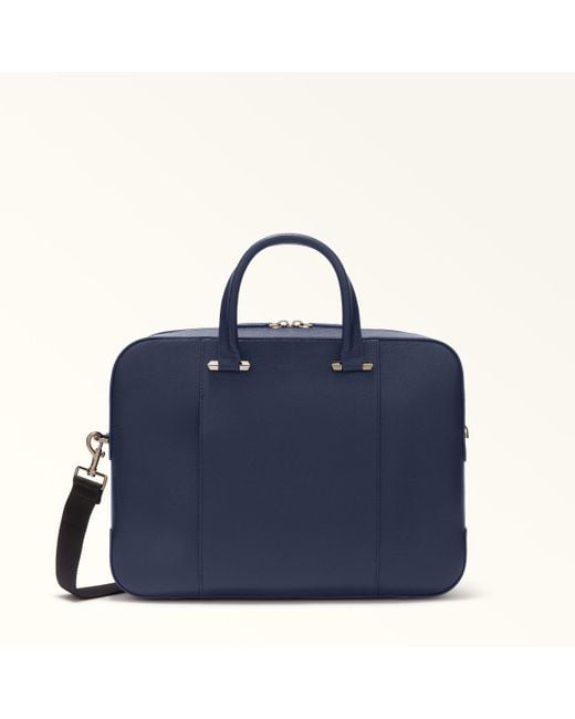 Furla Zefiro Briefcase Mediterraneo Milos Textured Calf Leather in