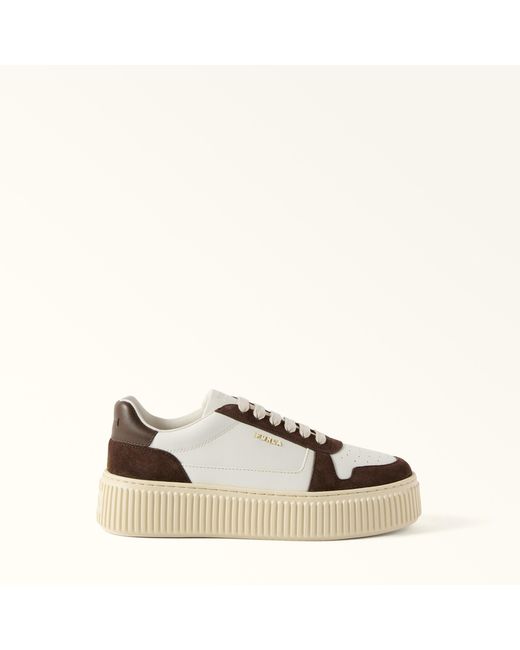 Furla Natural Sky Sneakers Talco H Soft Bicolor Calf Leather + Suede