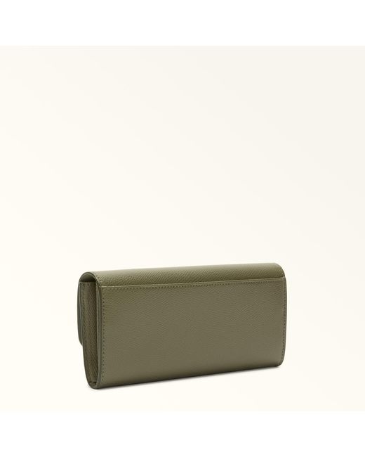 Furla Green Iride Continental Wallet Avocado Textured Leather