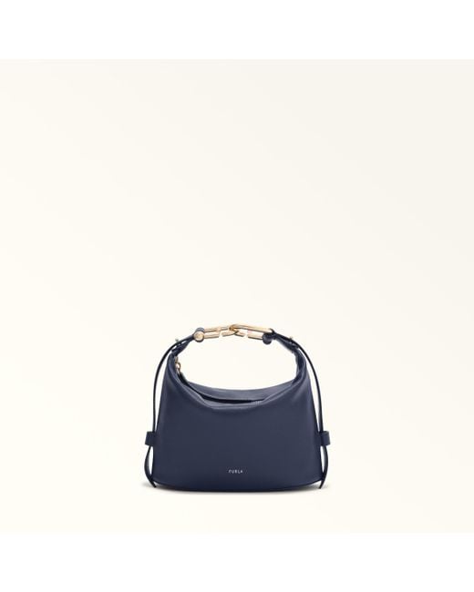 Furla Blue Nuvola Mini Bag Mediterraneo Claris Lux Calf Leather