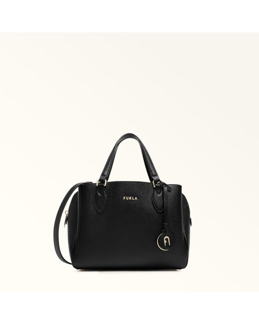 Furla Black Minerva Tote Nero Andromeda Calf Leather
