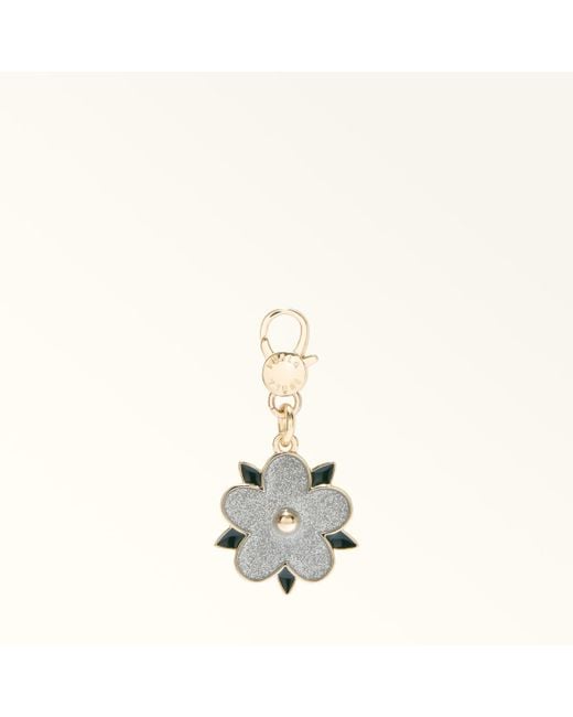 Furla White Hashtag Charm Metal + Glitter Enamel