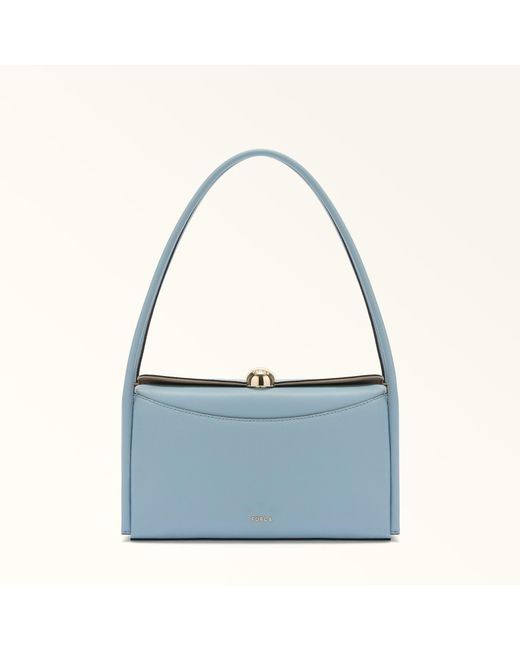 Furla Blue Nicole Shoulder Bag Carta Da Zucchero Night Calf Leather + Sidney Calf Leather