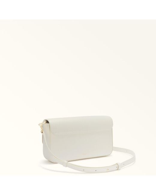 Furla White Iride Umhängetasche Panna Strukturiertes Leder Damen