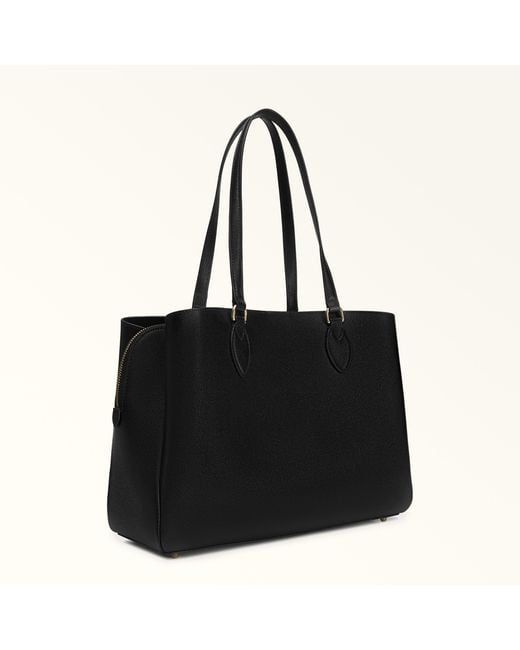 Furla Black Minerva Tote Nero Andromeda Calf Leather