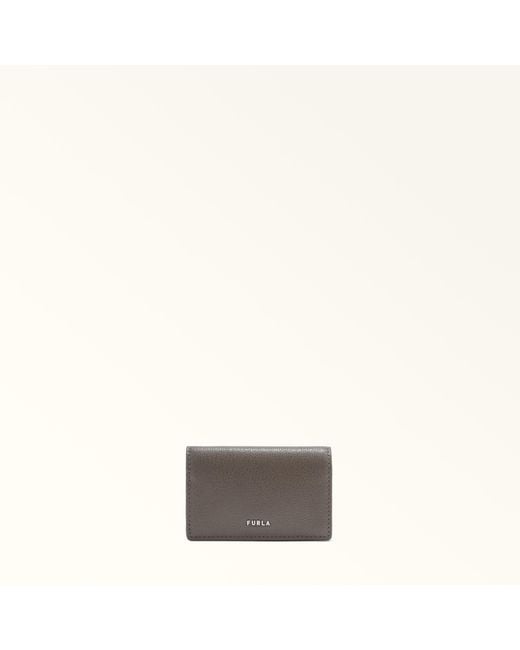 Furla Gray Project Card Case Moka Milos Textured Calf Leather + Lush Calf Leather for men