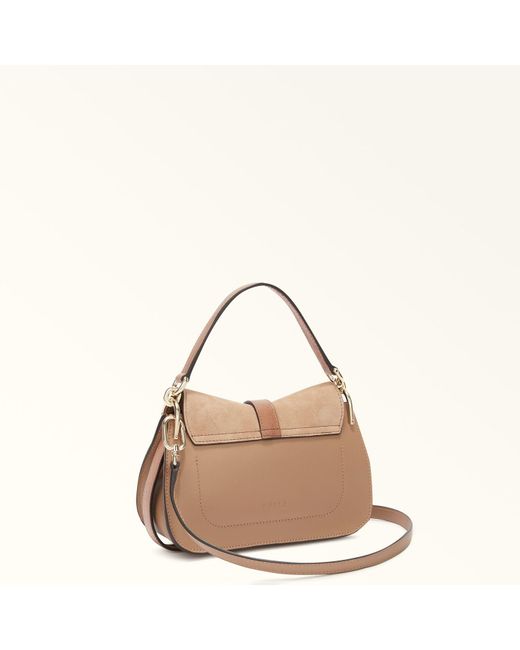 Furla Natural Suede Mini Top-Handle Crossbody Bag