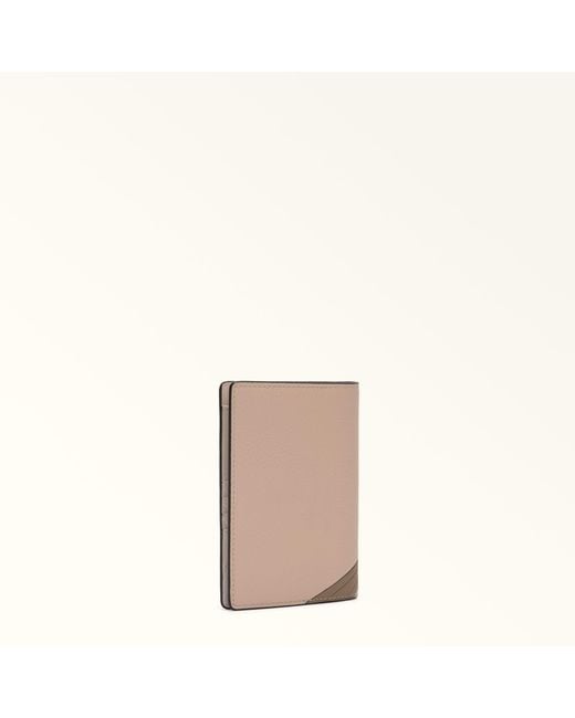 Furla Natural Camelia Passport Holder S Toni Cotone Eracle Grained Calf Leather With Orso Primavera Print