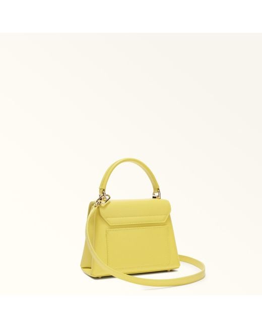 Furla Yellow 1927 Top Handle Mini M Textured Leather