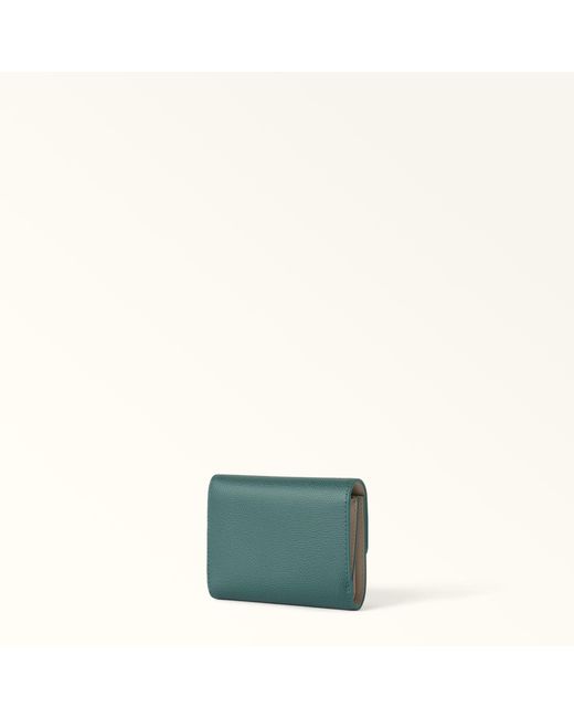 Furla Green Iride Compact Wallet Edera Textured Leather