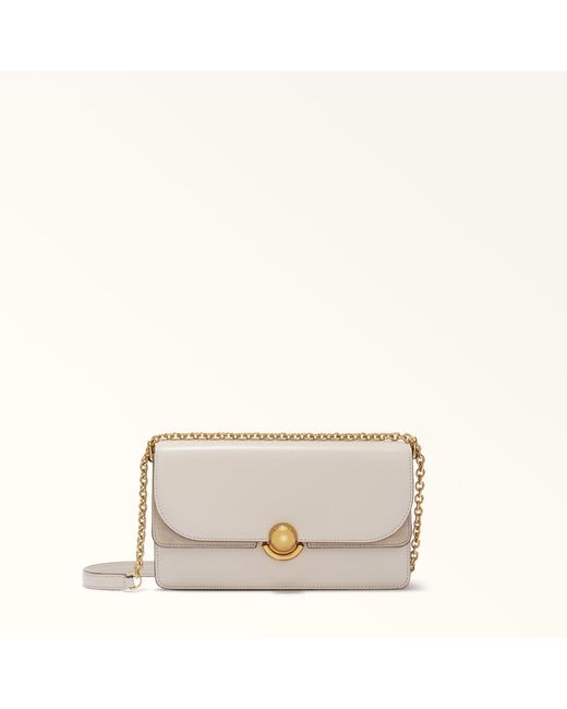 Furla Natural Sfera Crossbody Vaniglia Soft Calf Leather + Suede