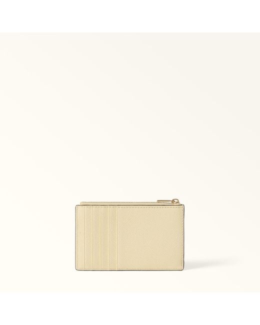 Furla Natural Camelia Card Case Cremino Textured Leather