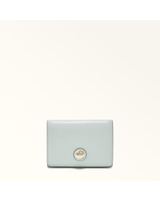 Furla White Sfera Compact Wallet Laguna Soft Calf Leather