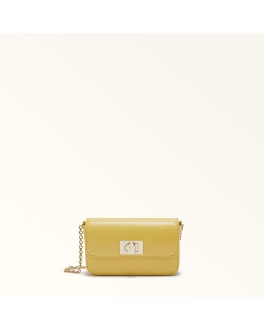 Furla Yellow 1927 Mini Bag Honey Textured Leather