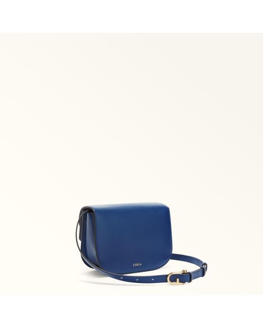 Furla Blue Sfera Umhängetasche Mini Weiches Kalbsleder + Wildleder Damen