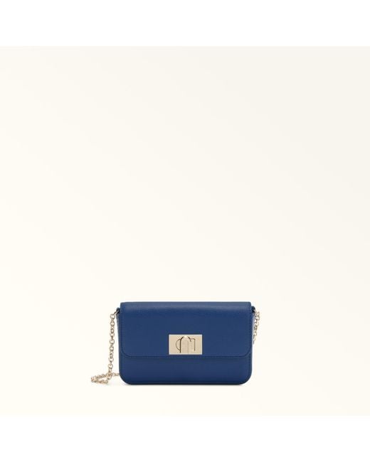 Furla Blue 1927 Mini Bag Textured Leather