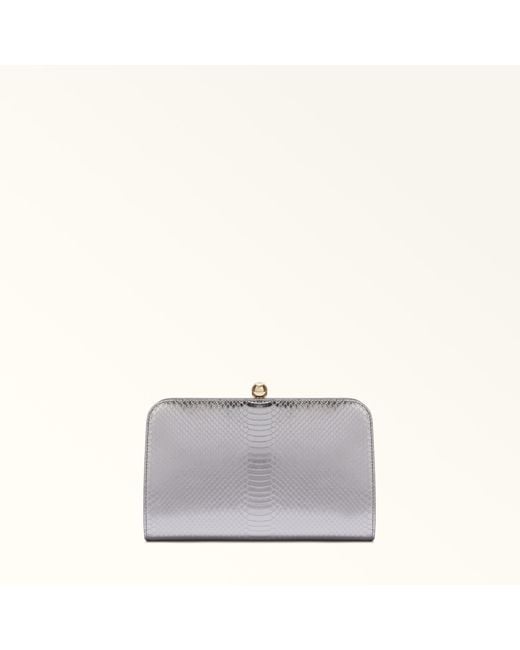 Furla Gray Alba Leather With Python Whips Lame' Print