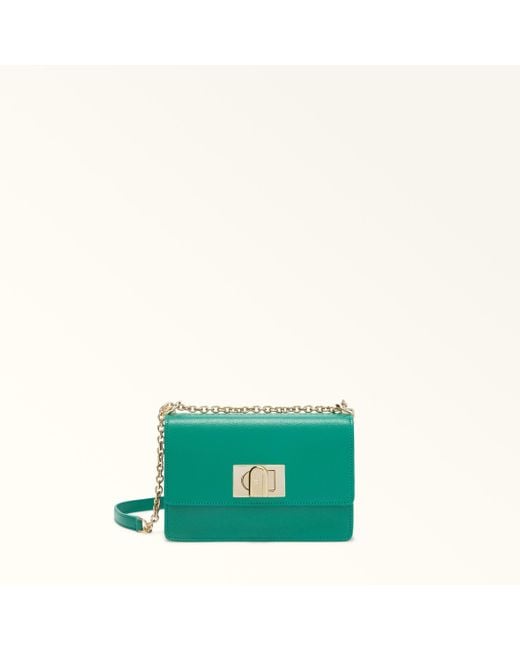 Furla Green 1927 Crossbody Mini Jade Textured Leather
