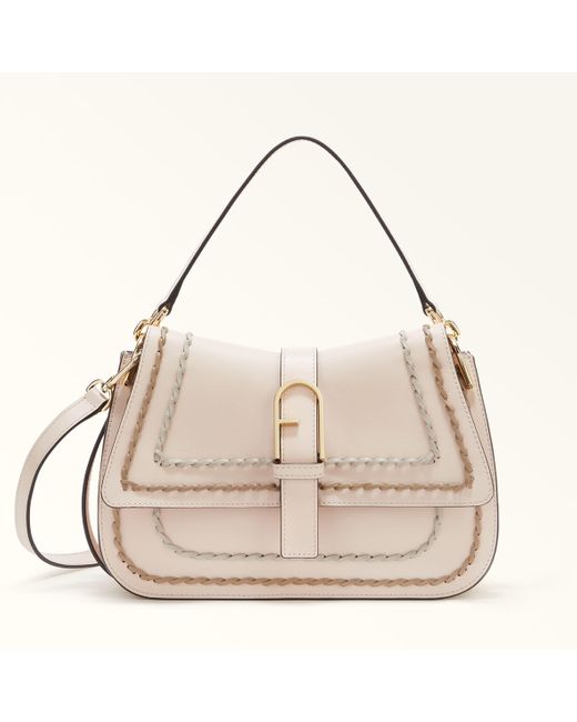 Flow Borsa A Mano Toni Azalea Pelle Di Vitello Claris Lux + Dettagli Filettatura Donna di Furla in Natural
