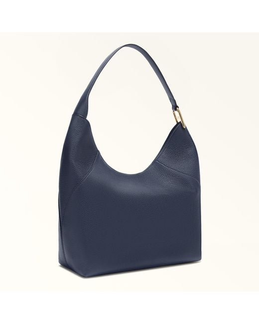 Furla Blue Lara Schultertasche Mediterraneo Genarbtes Kalbsleder Damen