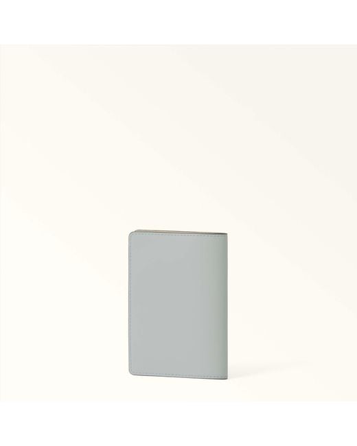 Furla Gray Camelia Passport Holder S Toni Nebbia Sidney Calf Leather + Patch Four Leaft-Clover