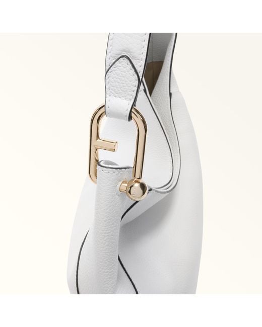 Furla Gray Lara Shoulder Bag Talco H Grained Calf Leather