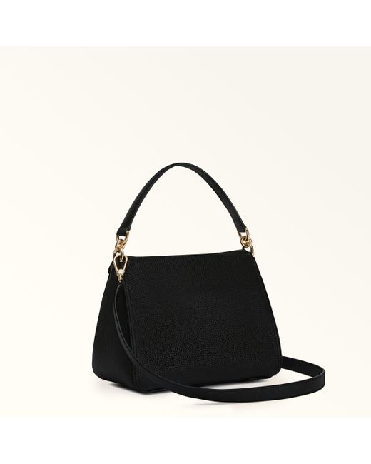 Furla Black Danae Shoulder Bag Nero Keria Grained Calf Leather
