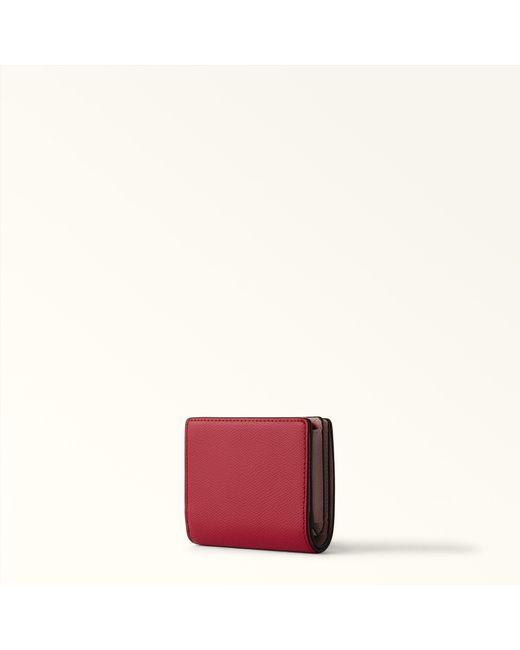 Furla Camelia Compact Wallet Ruby Textured Leather