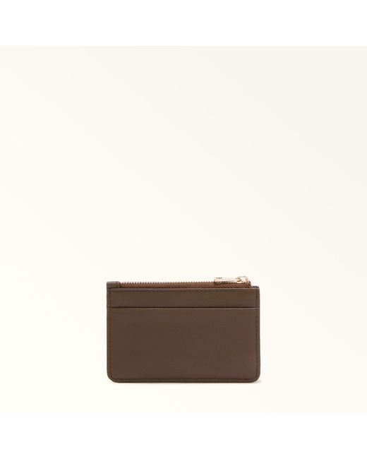 Furla Brown Flow Card Case Espresso Claris Lux Calf Leather