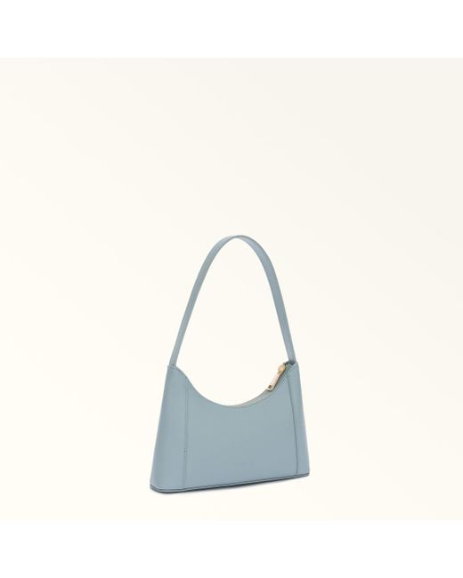 Furla Blue Diamante Shoulder Bag Mini Cirro Soft Calf Leather