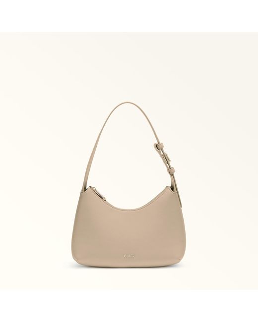 Furla Natural Febe Shoulder Bag Taupe Sidney Calf Leather