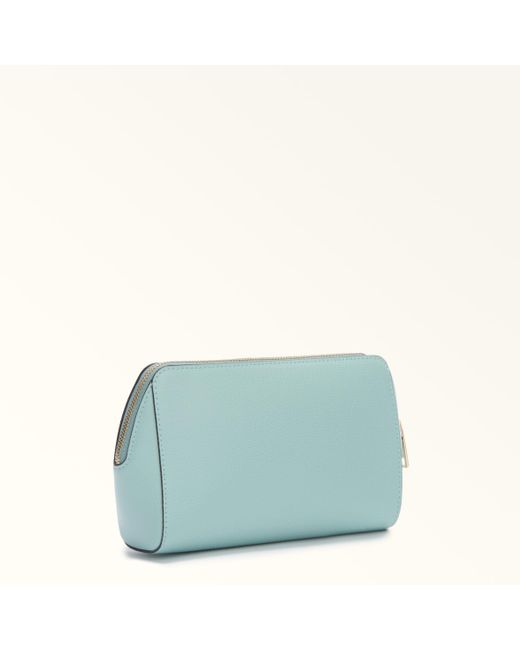 Furla Green Camelia Kosmetiktasche Acquamarina Strukturiertes Leder Damen
