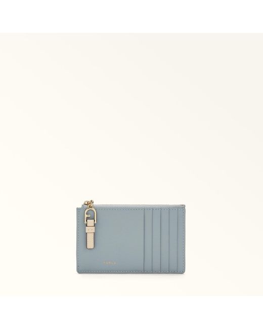 Nuvola Porta Carte Di Credito Nuvola Pelle Di Vitello Claris Lux Con Effetto Color-Block Donna di Furla in Gray