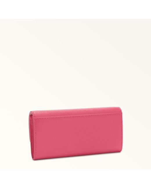 Furla Pink Iride Continental Wallet Velvet Textured Leather